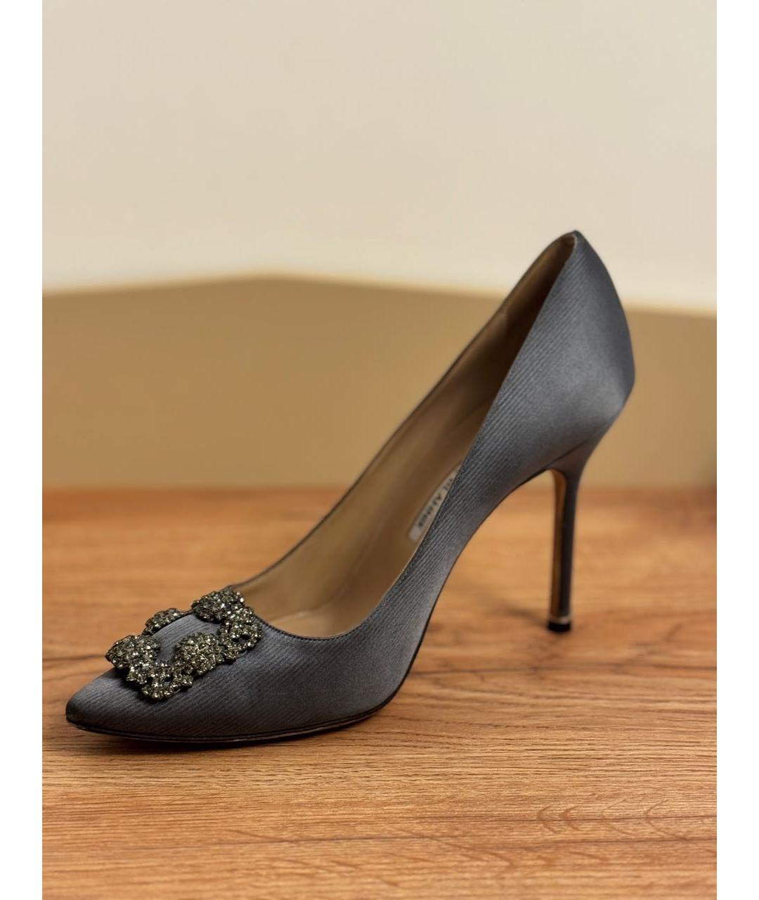 MANOLO BLAHNIK Антрацитовые текстильные туфли, фото 7