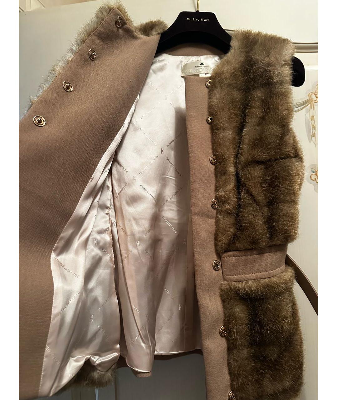 ELISABETTA FRANCHI Коричневый меховой жилет, фото 3