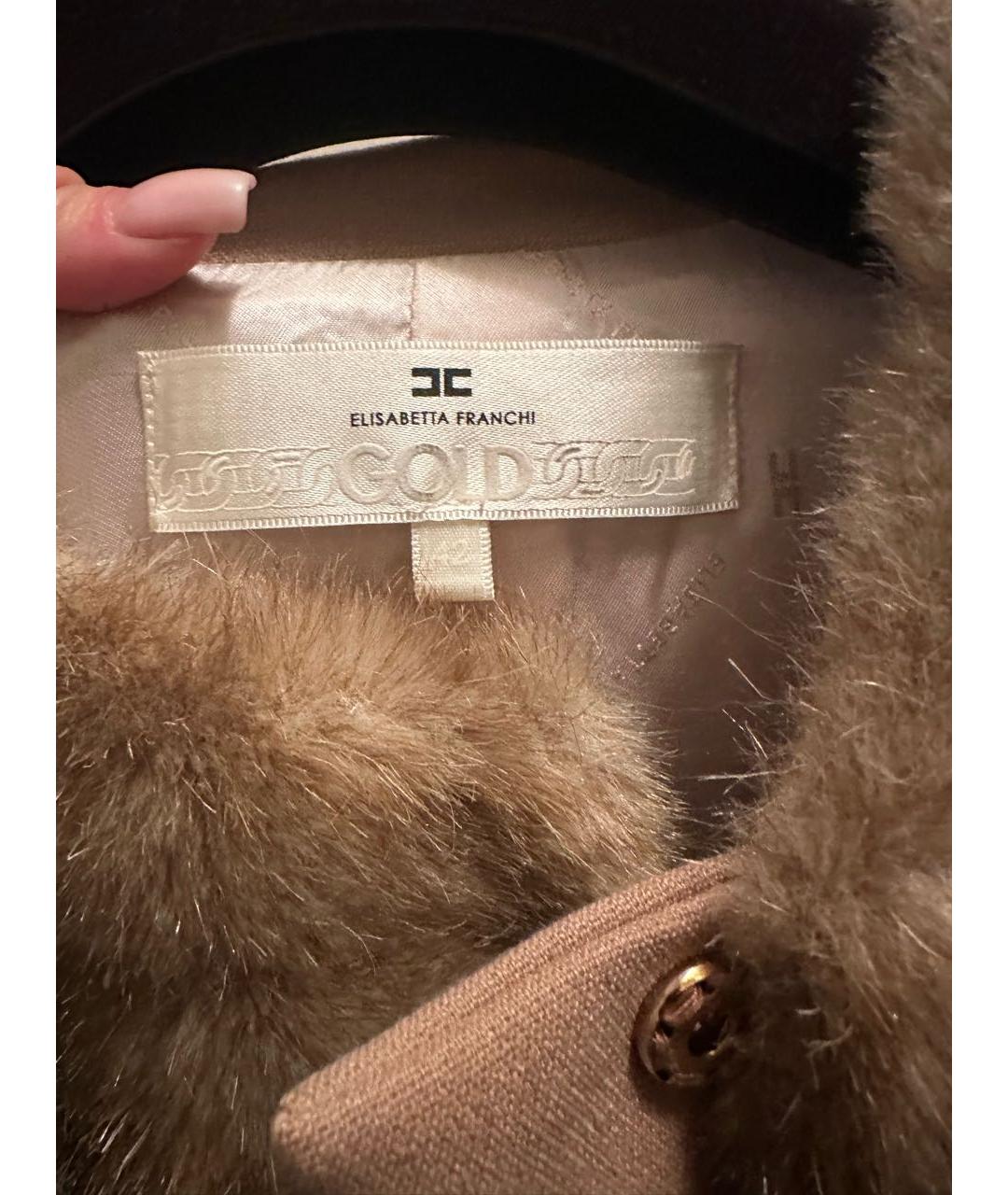 ELISABETTA FRANCHI Коричневый меховой жилет, фото 4