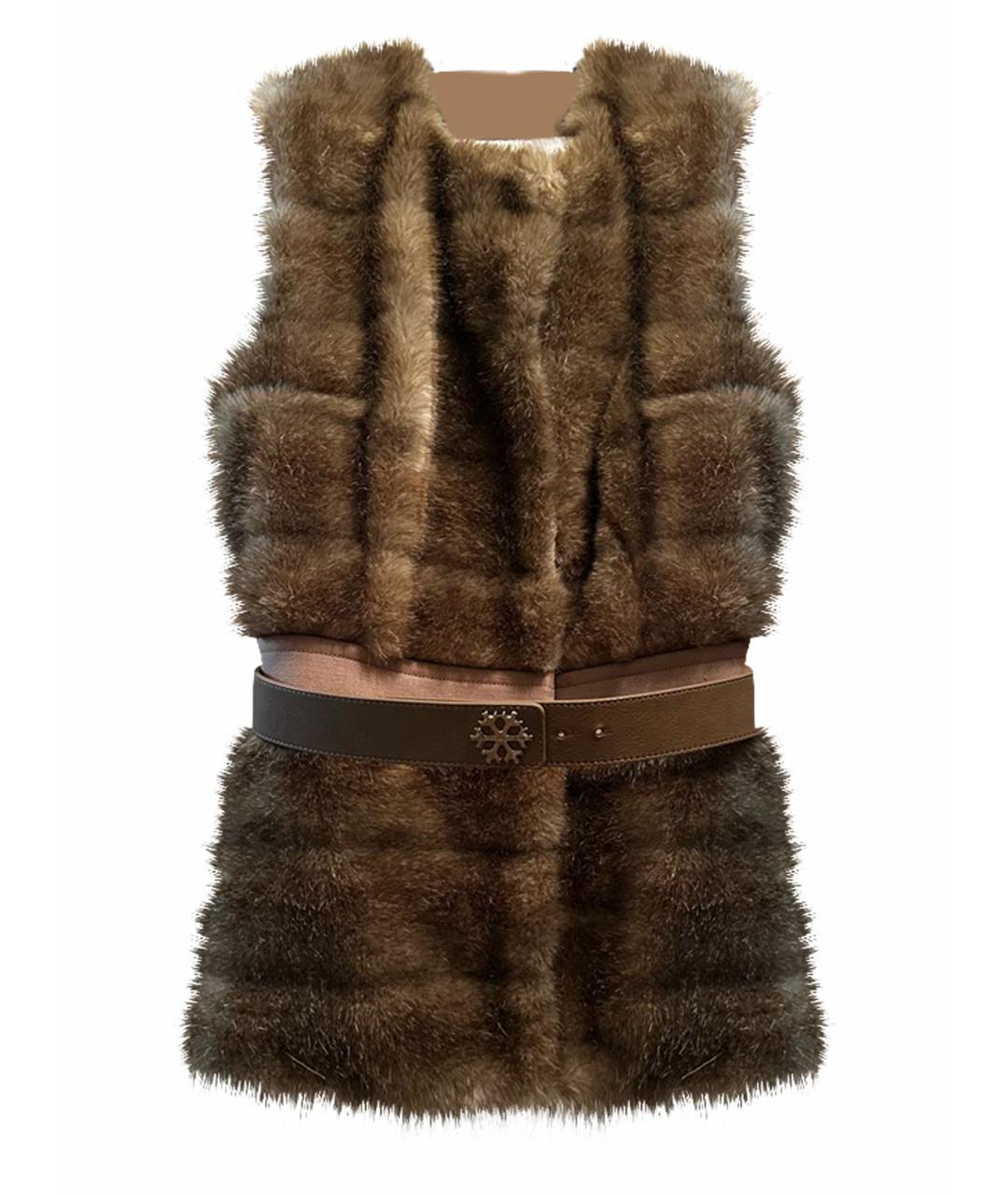 ELISABETTA FRANCHI Коричневый меховой жилет, фото 1