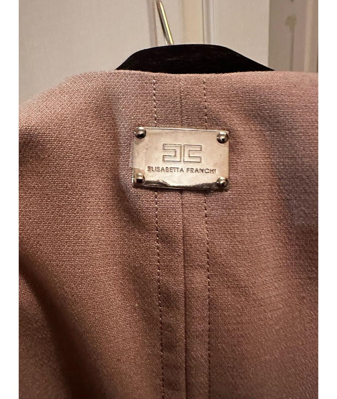 ELISABETTA FRANCHI Коричневый меховой жилет, фото 6