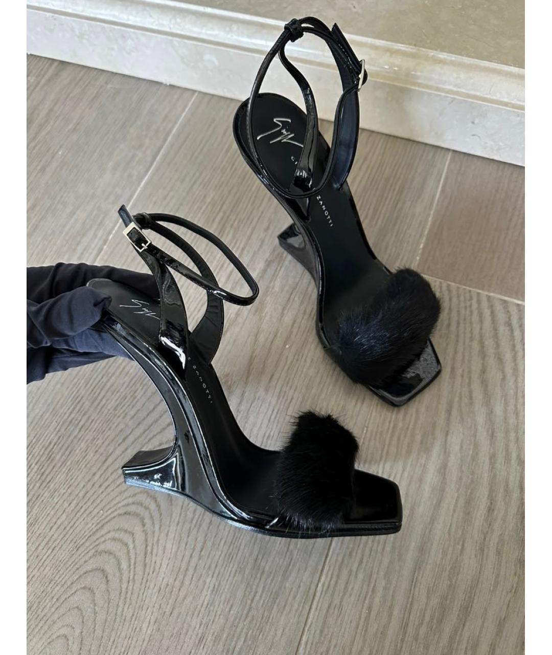 GIUSEPPE ZANOTTI DESIGN Черные босоножки из лакированной кожи, фото 2