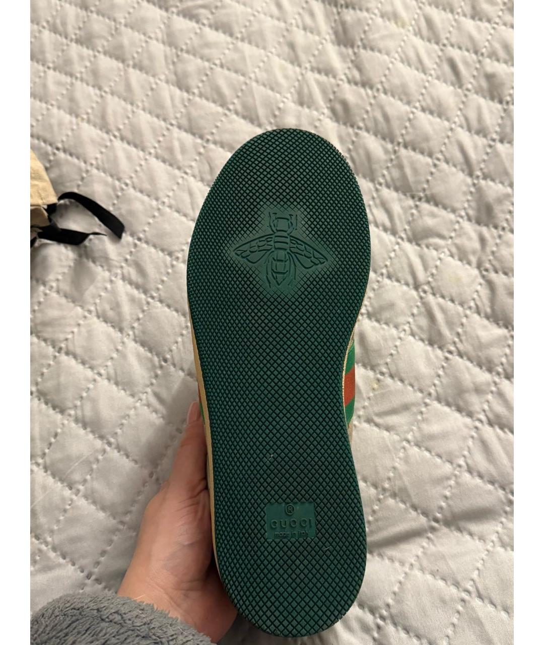 GUCCI Бежевые замшевые кеды, фото 7