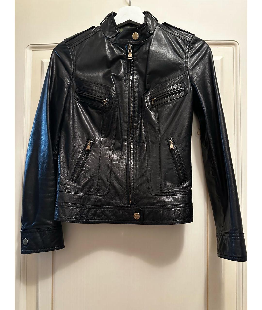 DOLCE&GABBANA Черная кожаная куртка, фото 2