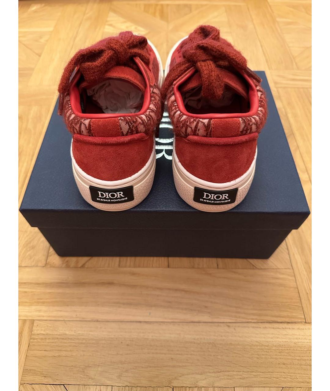 CHRISTIAN DIOR Бордовые замшевые низкие кроссовки / кеды, фото 4
