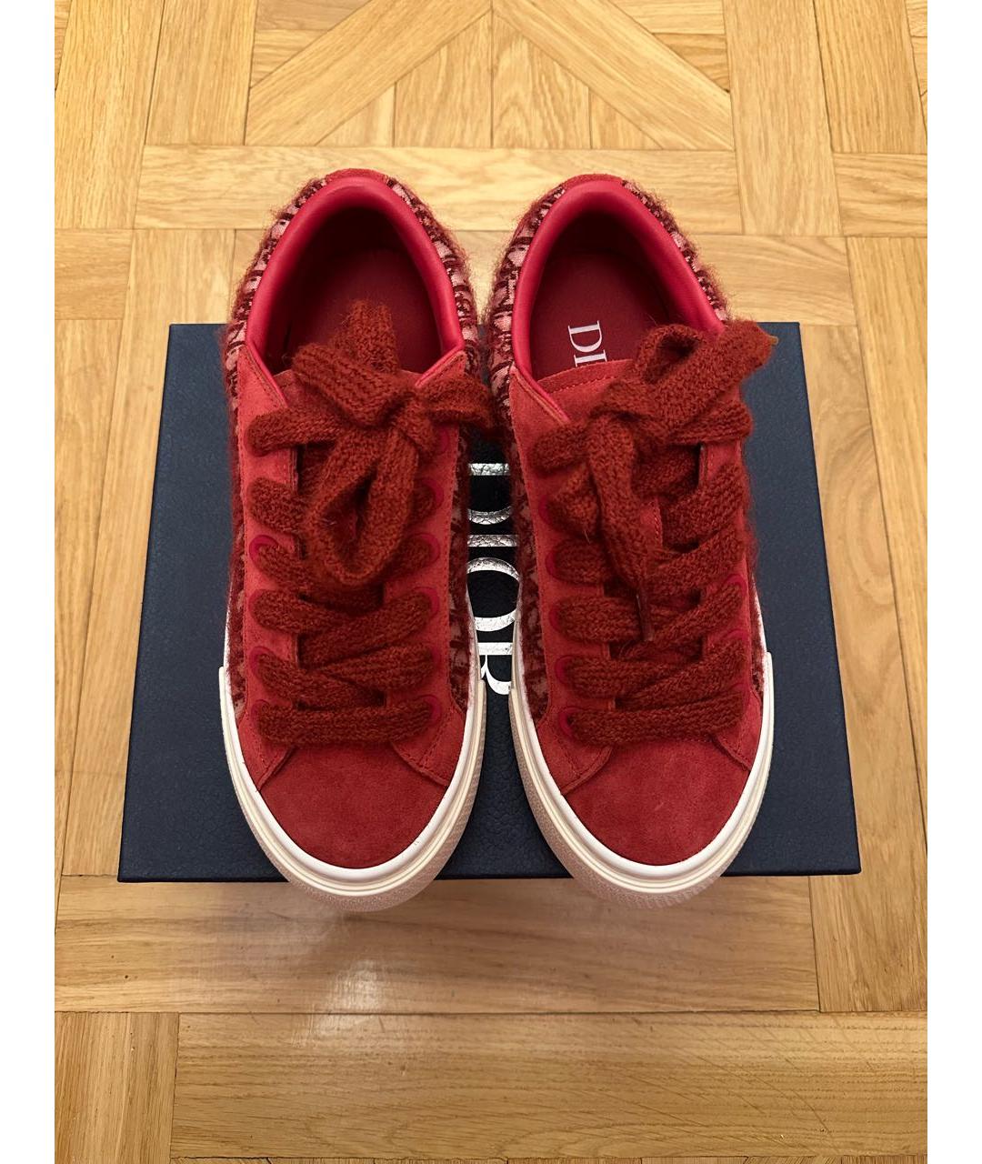 CHRISTIAN DIOR Бордовые замшевые низкие кроссовки / кеды, фото 2