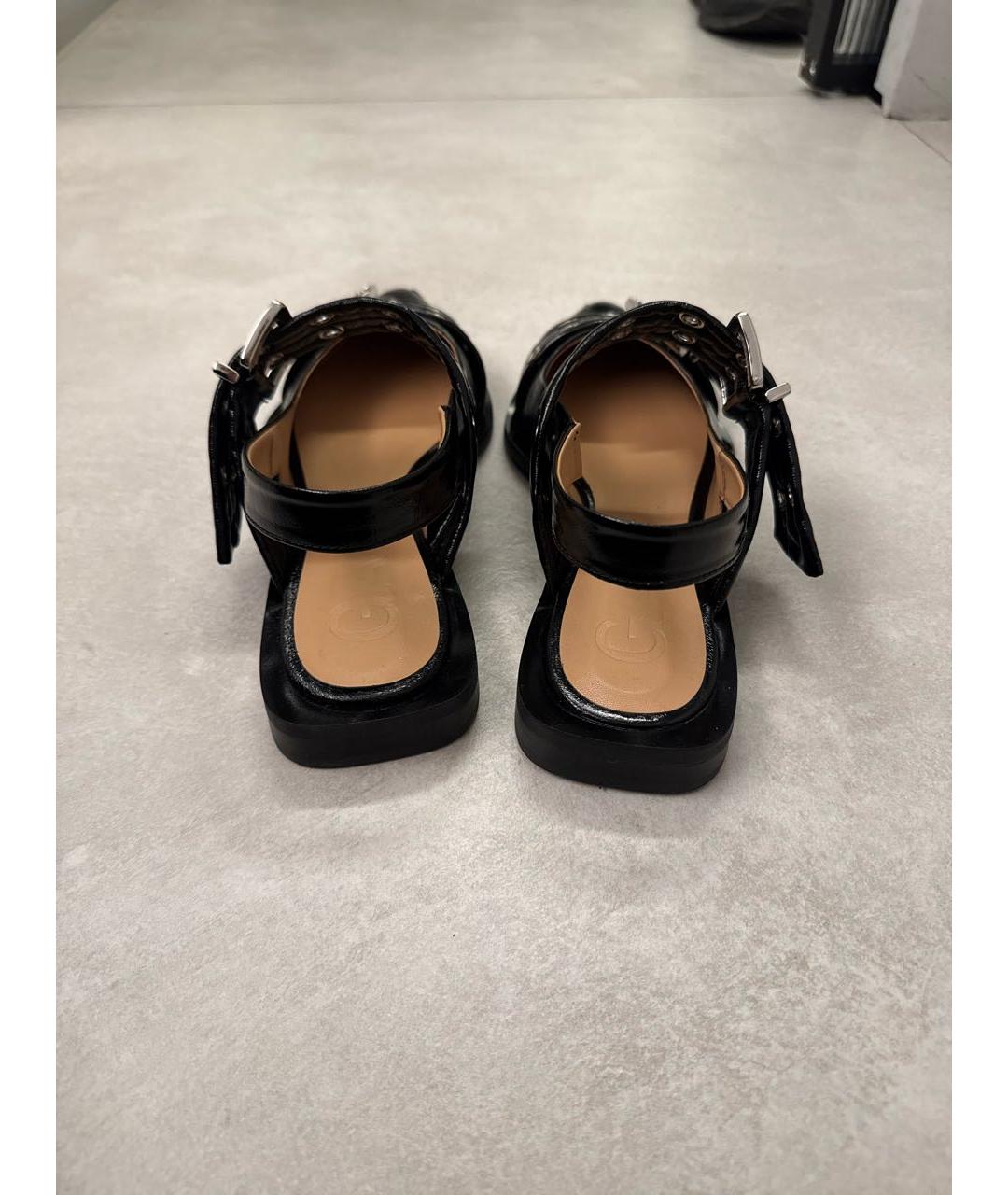 GANNI Черные балетки из лакированной кожи, фото 4