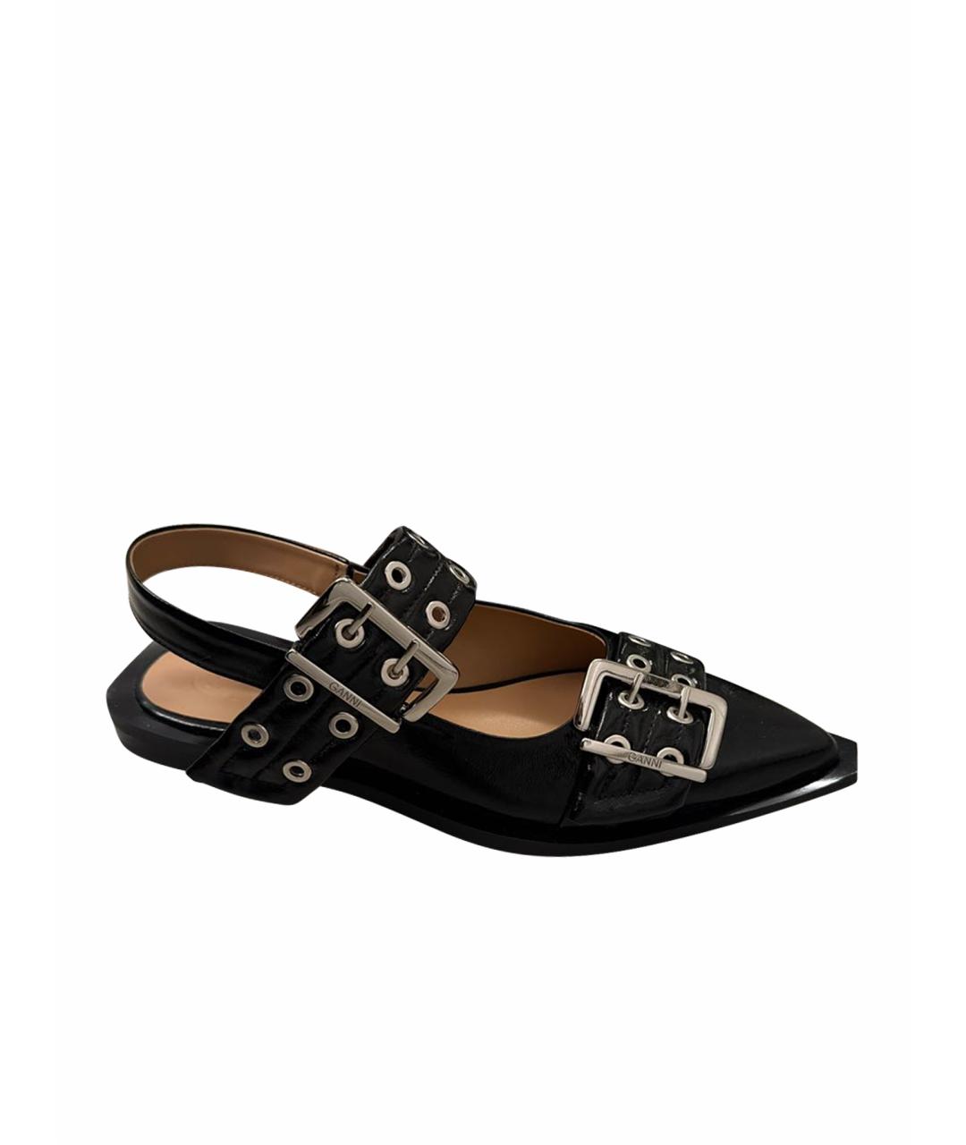 GANNI Черные балетки из лакированной кожи, фото 1