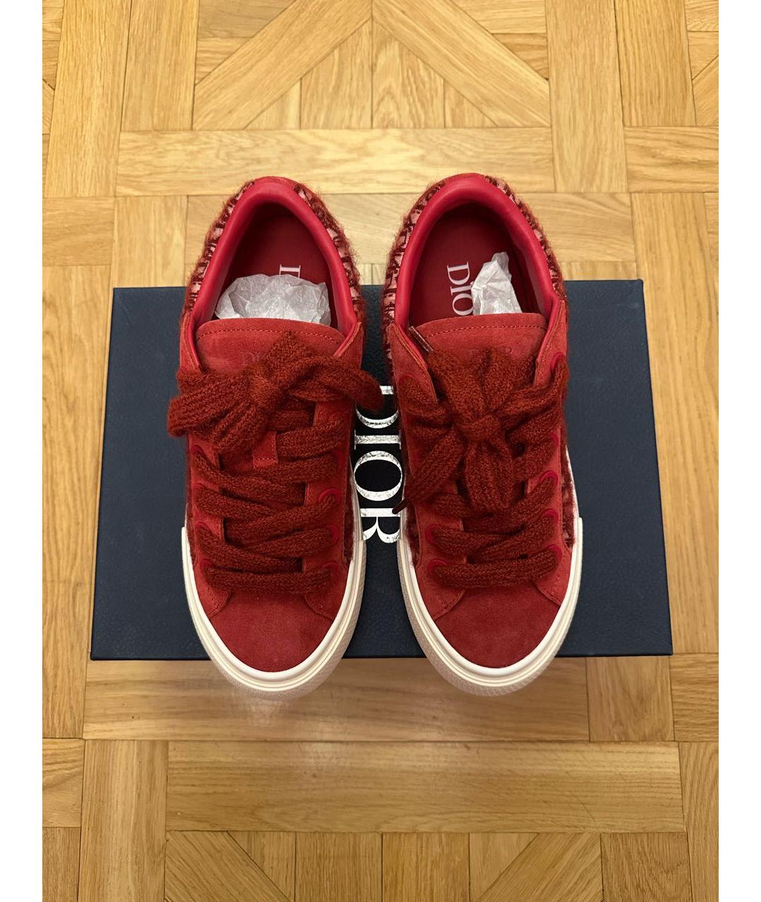 CHRISTIAN DIOR Бордовые замшевые низкие кроссовки / кеды, фото 2