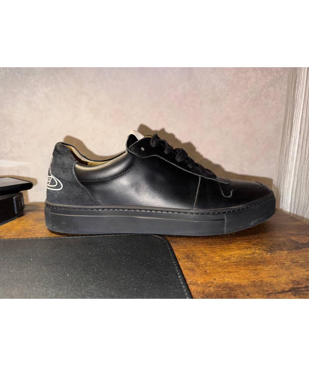 VIVIENNE WESTWOOD Черные кожаные низкие кроссовки / кеды, фото 6