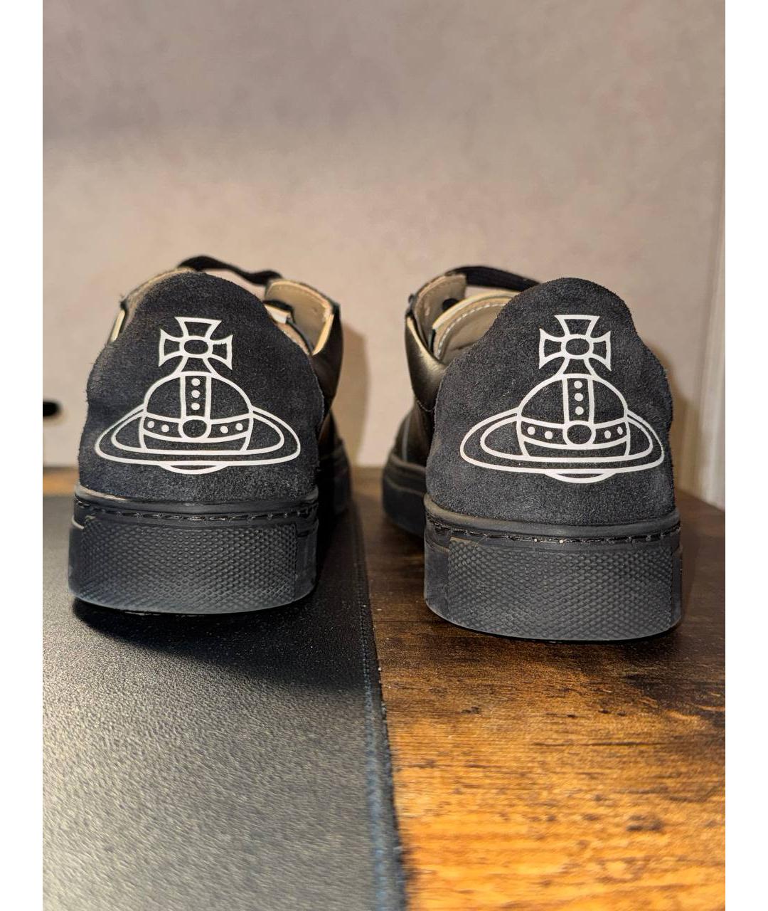 VIVIENNE WESTWOOD Черные кожаные низкие кроссовки / кеды, фото 4