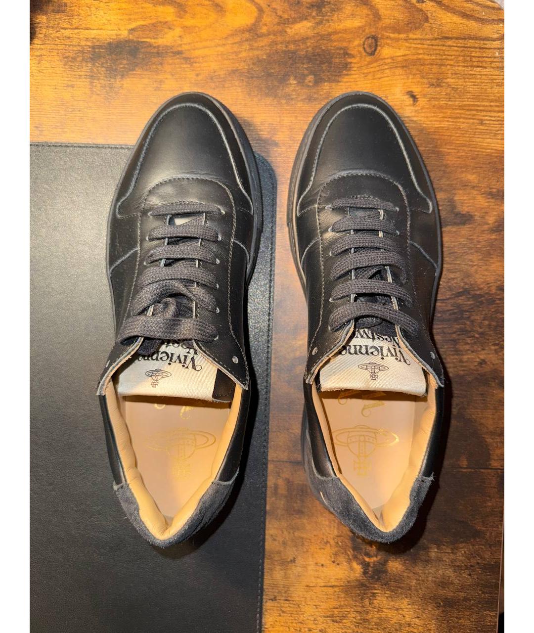 VIVIENNE WESTWOOD Черные кожаные низкие кроссовки / кеды, фото 3