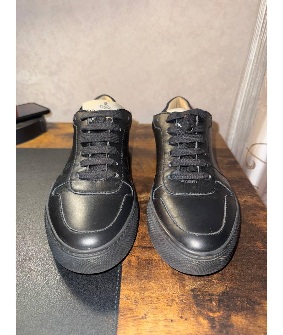 VIVIENNE WESTWOOD Черные кожаные низкие кроссовки / кеды, фото 2