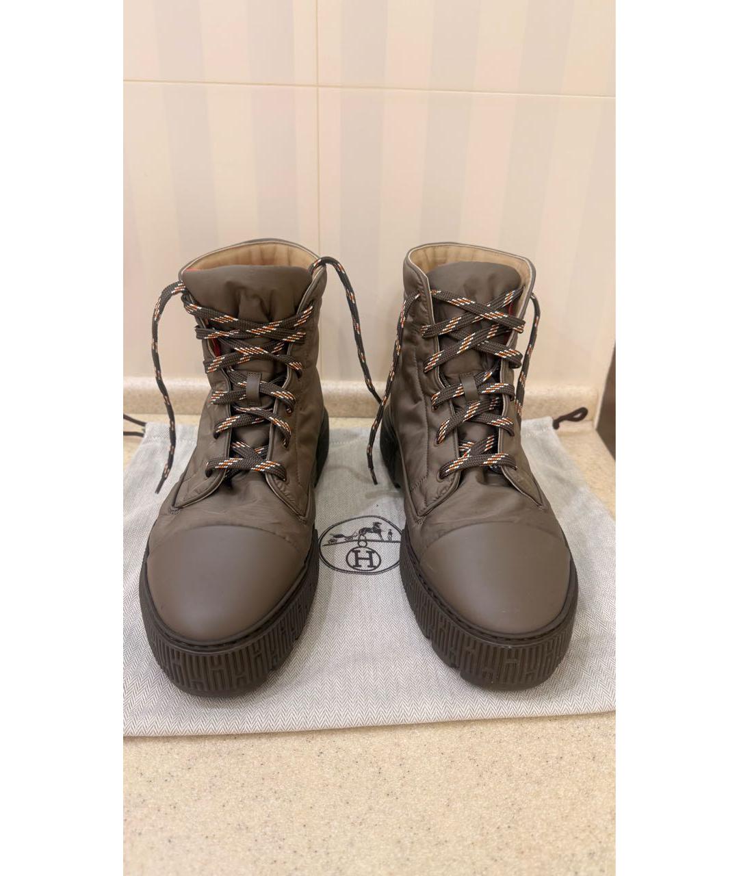 HERMES Коричневые кожаные высокие ботинки, фото 5