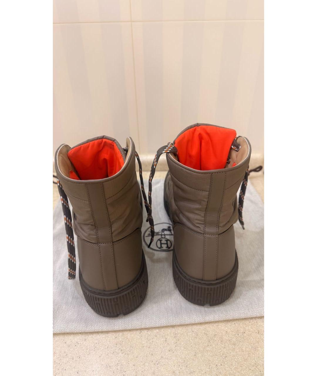 HERMES Коричневые кожаные высокие ботинки, фото 3
