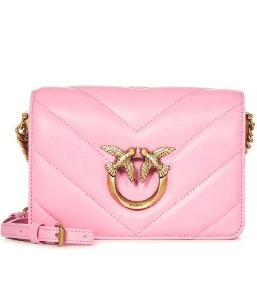PINKO Розовая кожаная сумка через плечо, фото 1