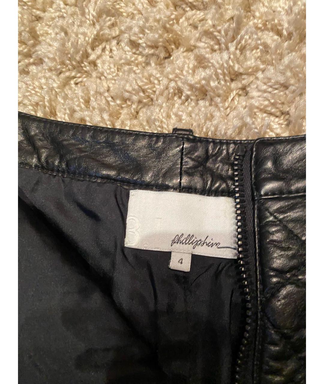 3.1 PHILLIP LIM Черные кожаные шорты, фото 3