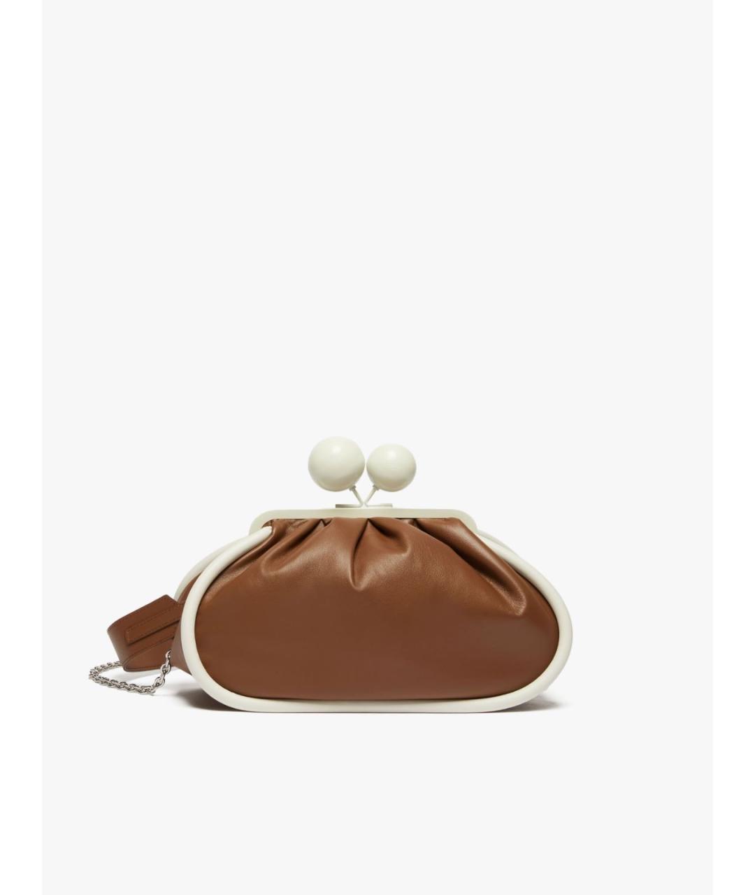 WEEKEND MAX MARA Коричневая кожаная сумка с короткими ручками, фото 7