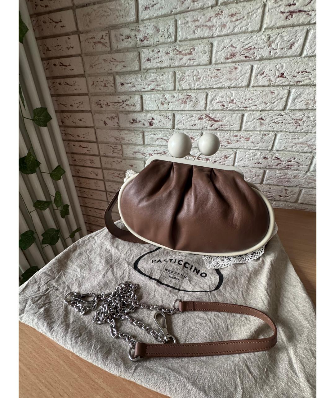 WEEKEND MAX MARA Коричневая кожаная сумка с короткими ручками, фото 2