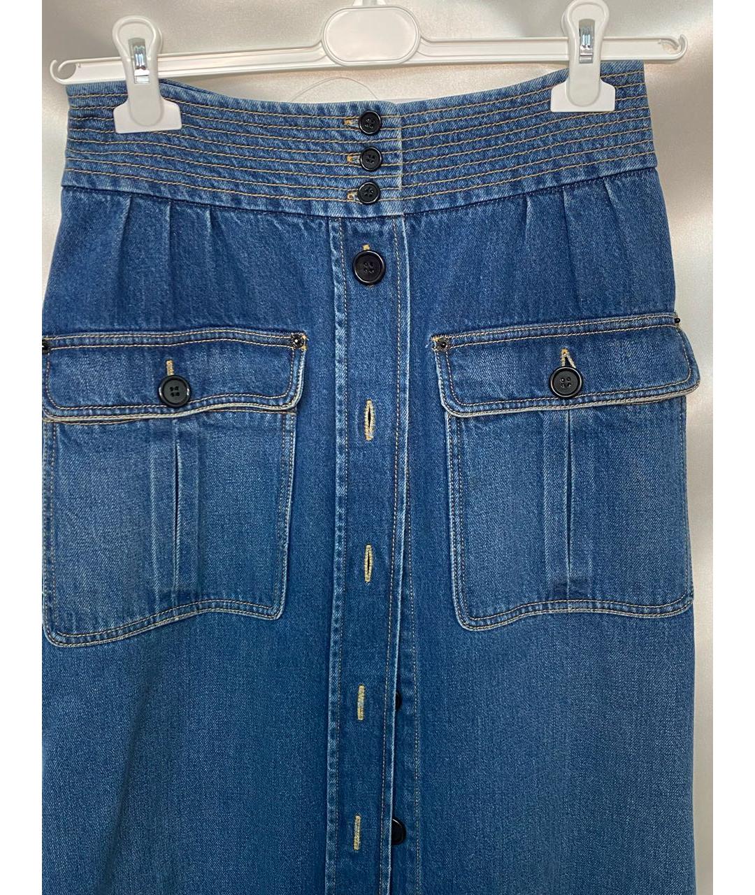 CHLOE Синяя деним юбка миди, фото 3