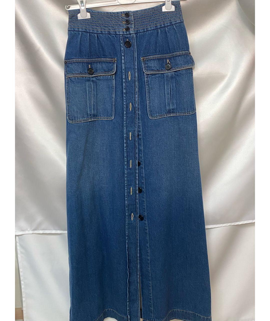 CHLOE Синяя деним юбка миди, фото 8