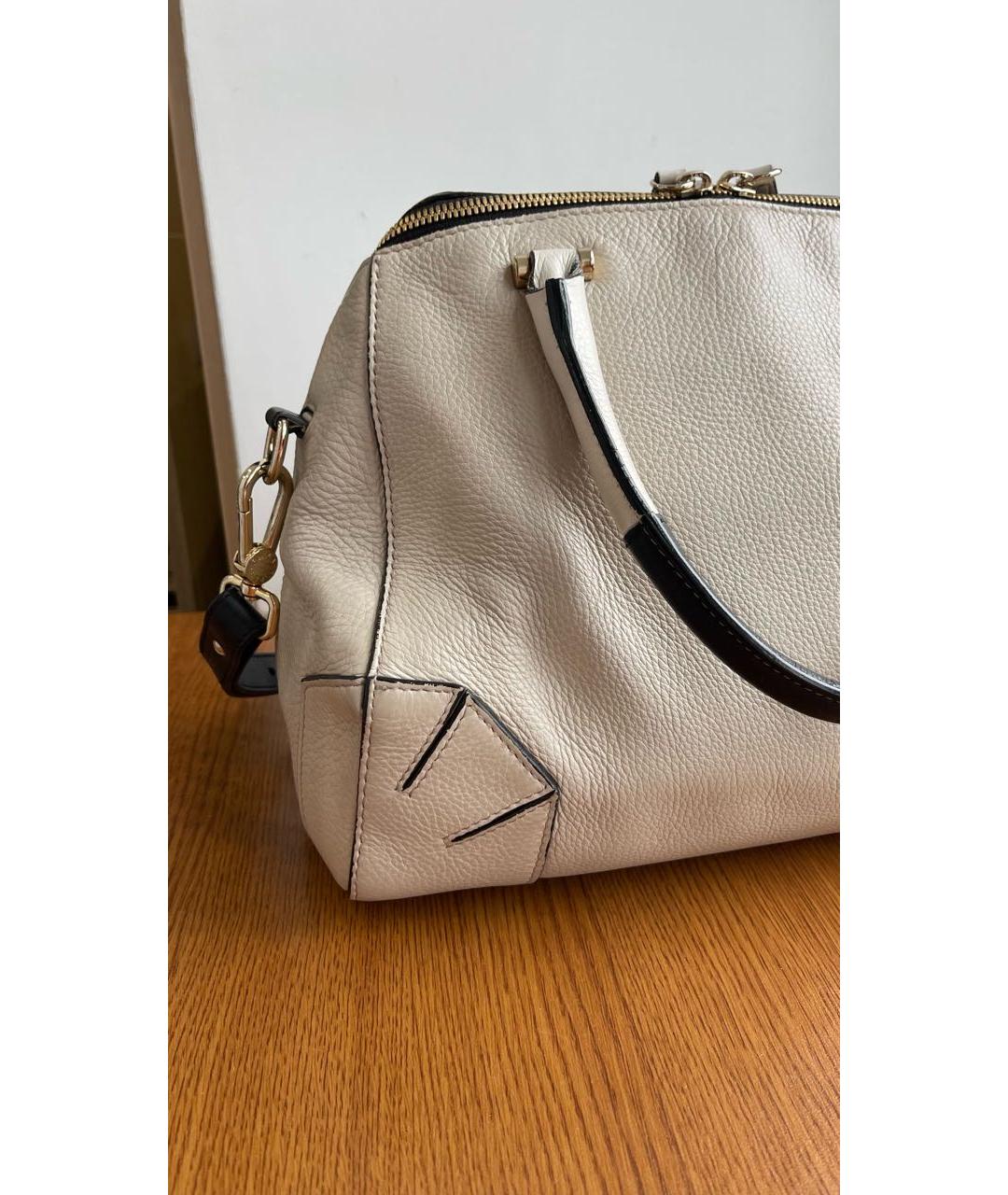 FURLA Бежевая кожаная сумка с короткими ручками, фото 4