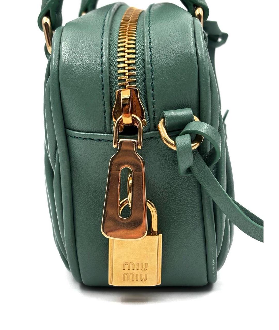 MIU MIU Зеленая кожаная сумка с короткими ручками, фото 4