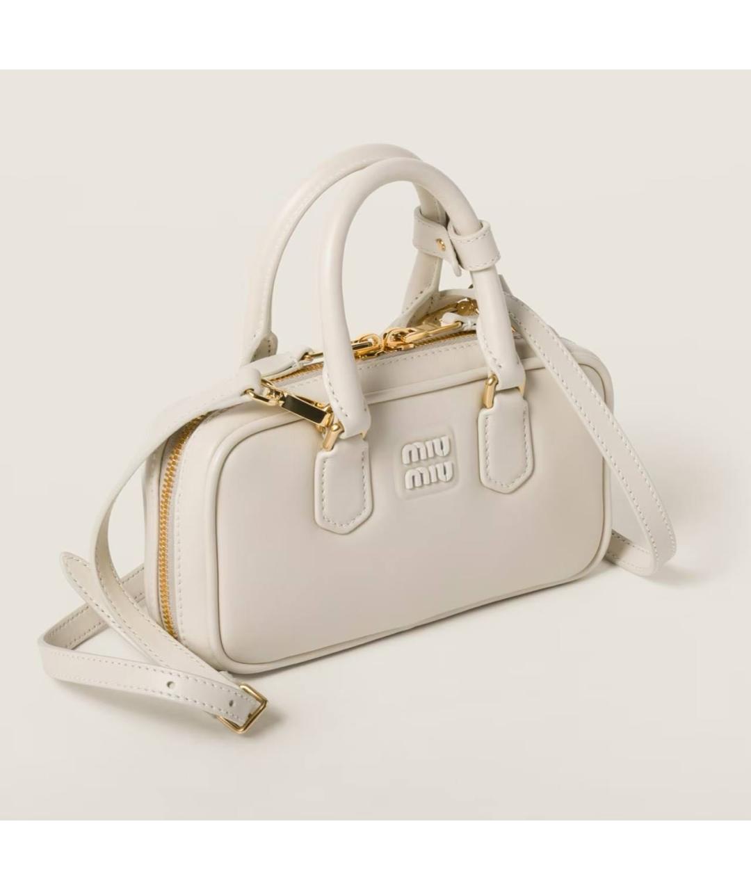 MIU MIU Белая кожаная сумка с короткими ручками, фото 3