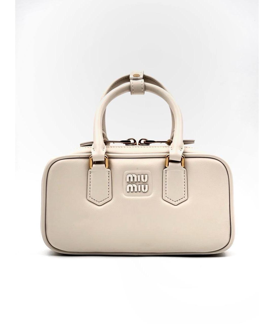 MIU MIU Белая кожаная сумка с короткими ручками, фото 7