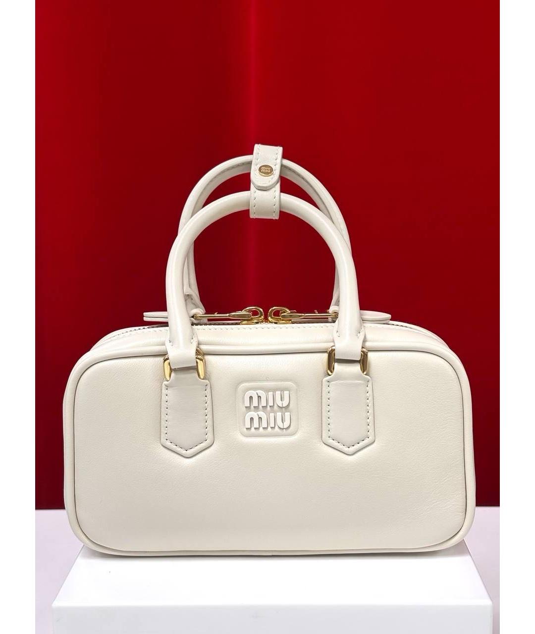 MIU MIU Белая кожаная сумка с короткими ручками, фото 5