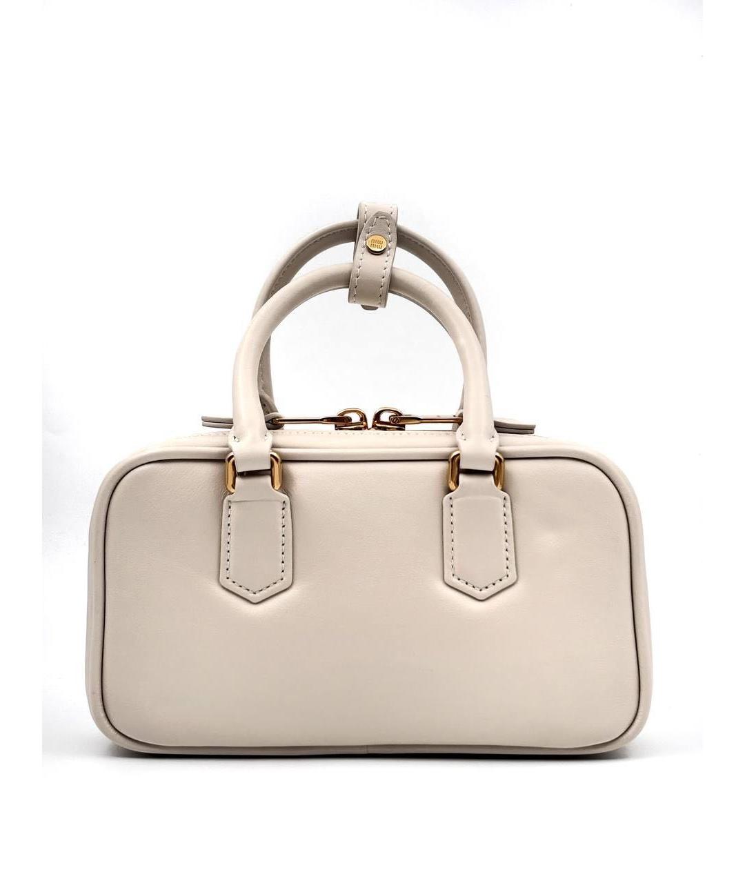 MIU MIU Белая кожаная сумка с короткими ручками, фото 2