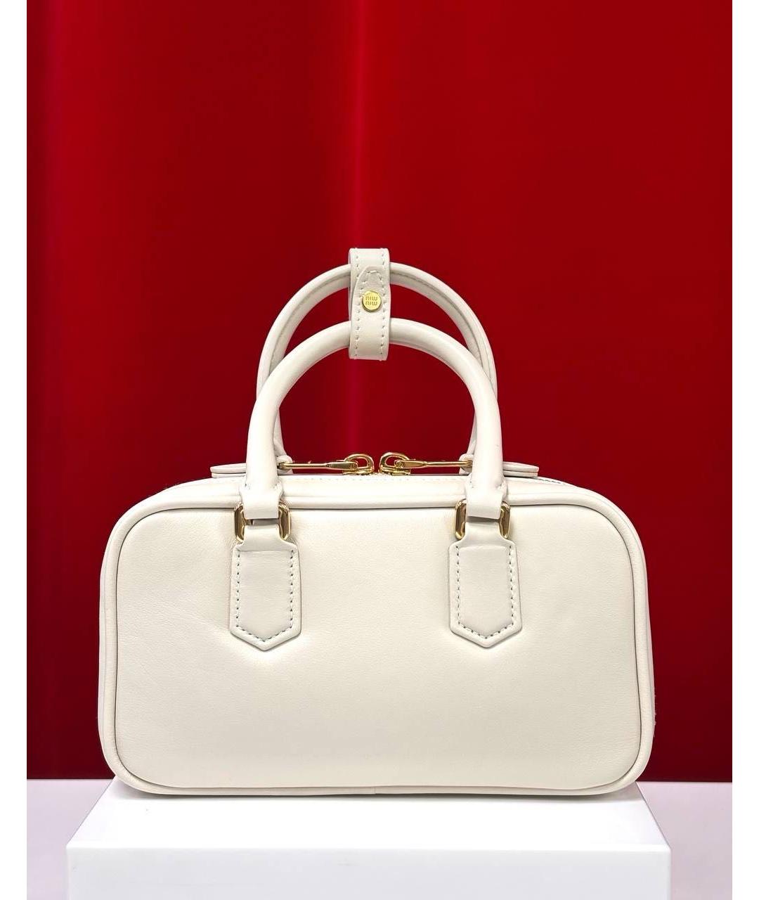 MIU MIU Белая кожаная сумка с короткими ручками, фото 6