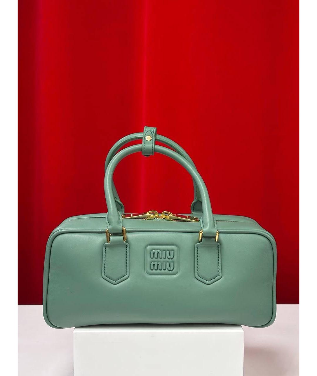 MIU MIU Зеленая кожаная сумка с короткими ручками, фото 4