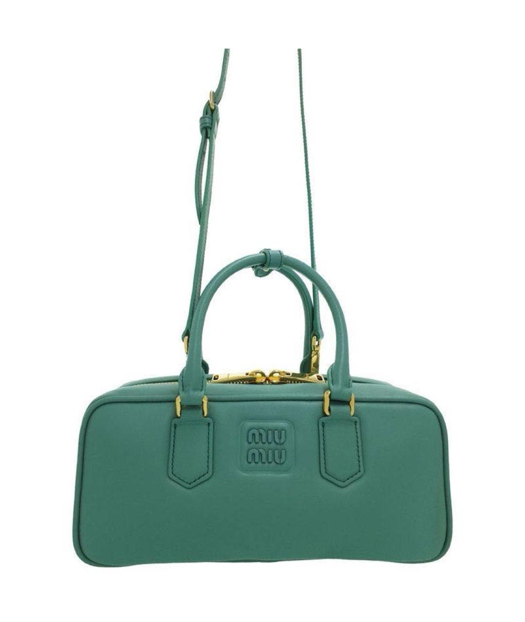 MIU MIU Зеленая кожаная сумка с короткими ручками, фото 6
