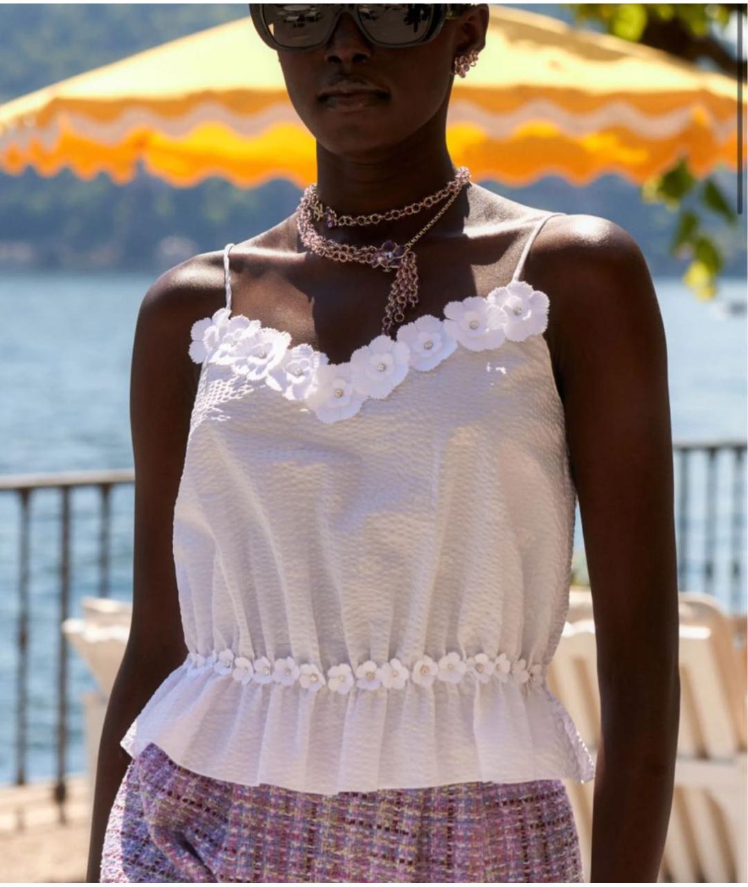 CHANEL Белая хлопковая майка, фото 2