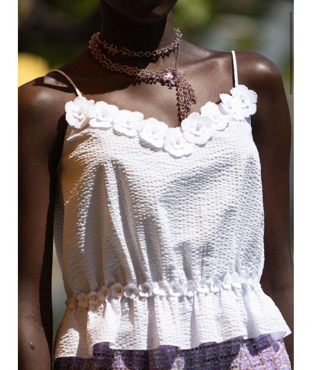 CHANEL Белая хлопковая майка, фото 4