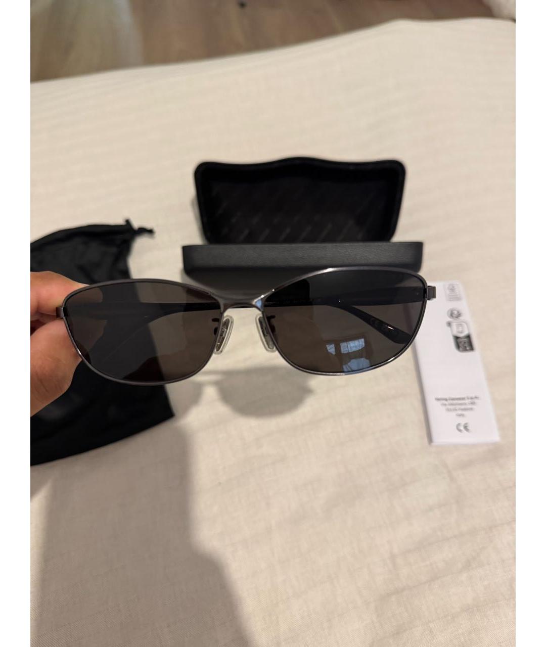 BALENCIAGA Серебряные металлические солнцезащитные очки, фото 2