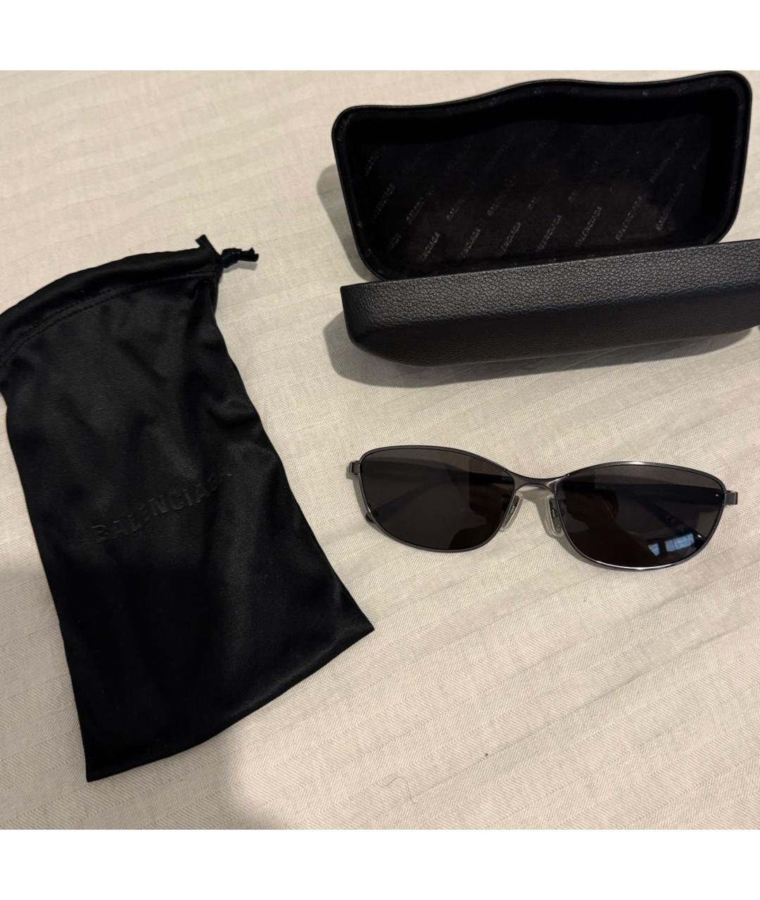 BALENCIAGA Серебряные металлические солнцезащитные очки, фото 6