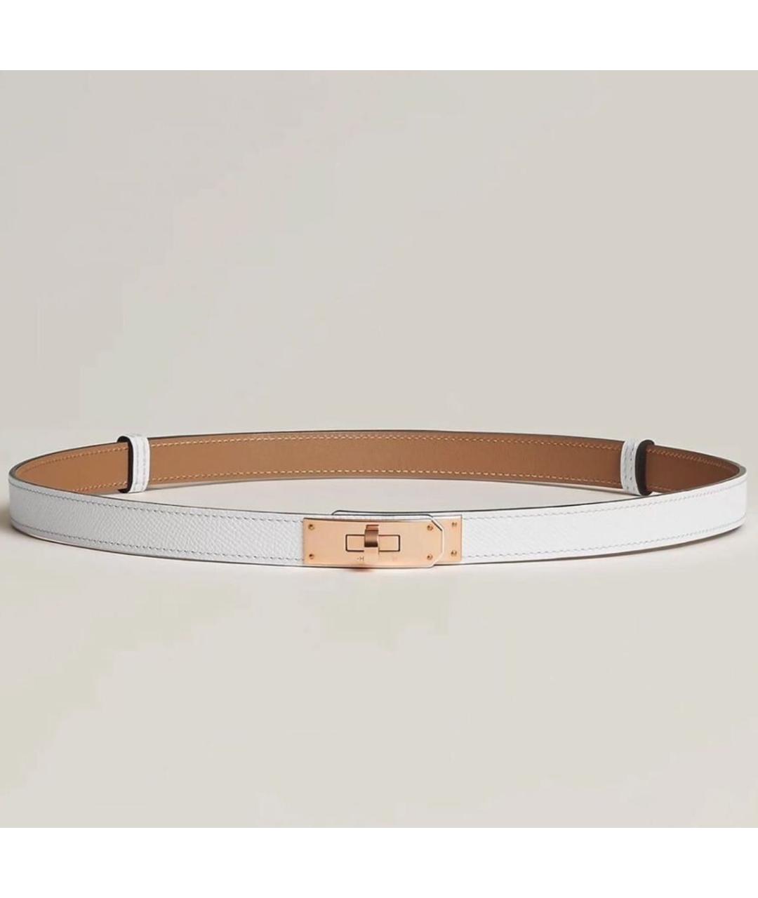 HERMES Белый кожаный ремень, фото 4