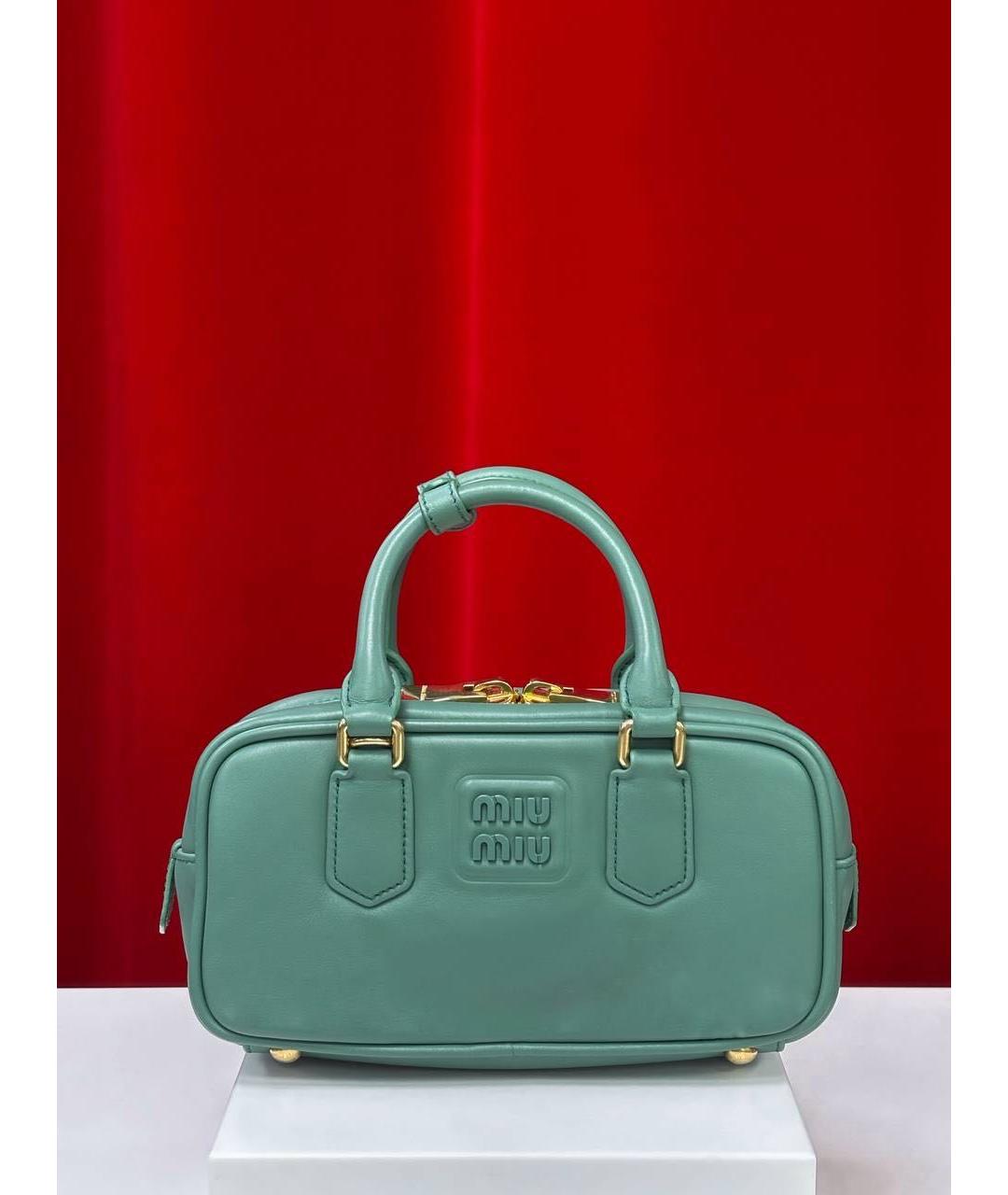 MIU MIU Зеленая кожаная сумка с короткими ручками, фото 4