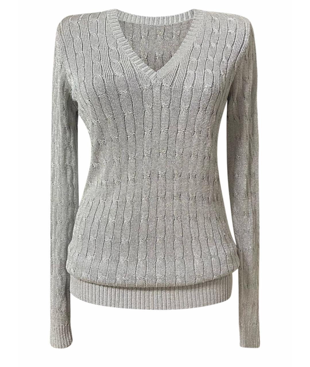 RALPH LAUREN Серебрянный хлопковый джемпер / свитер, фото 1