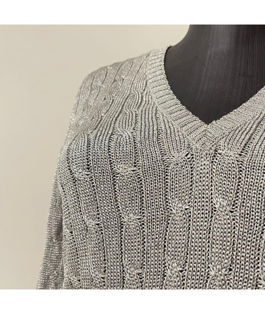 RALPH LAUREN Серебрянный хлопковый джемпер / свитер, фото 7