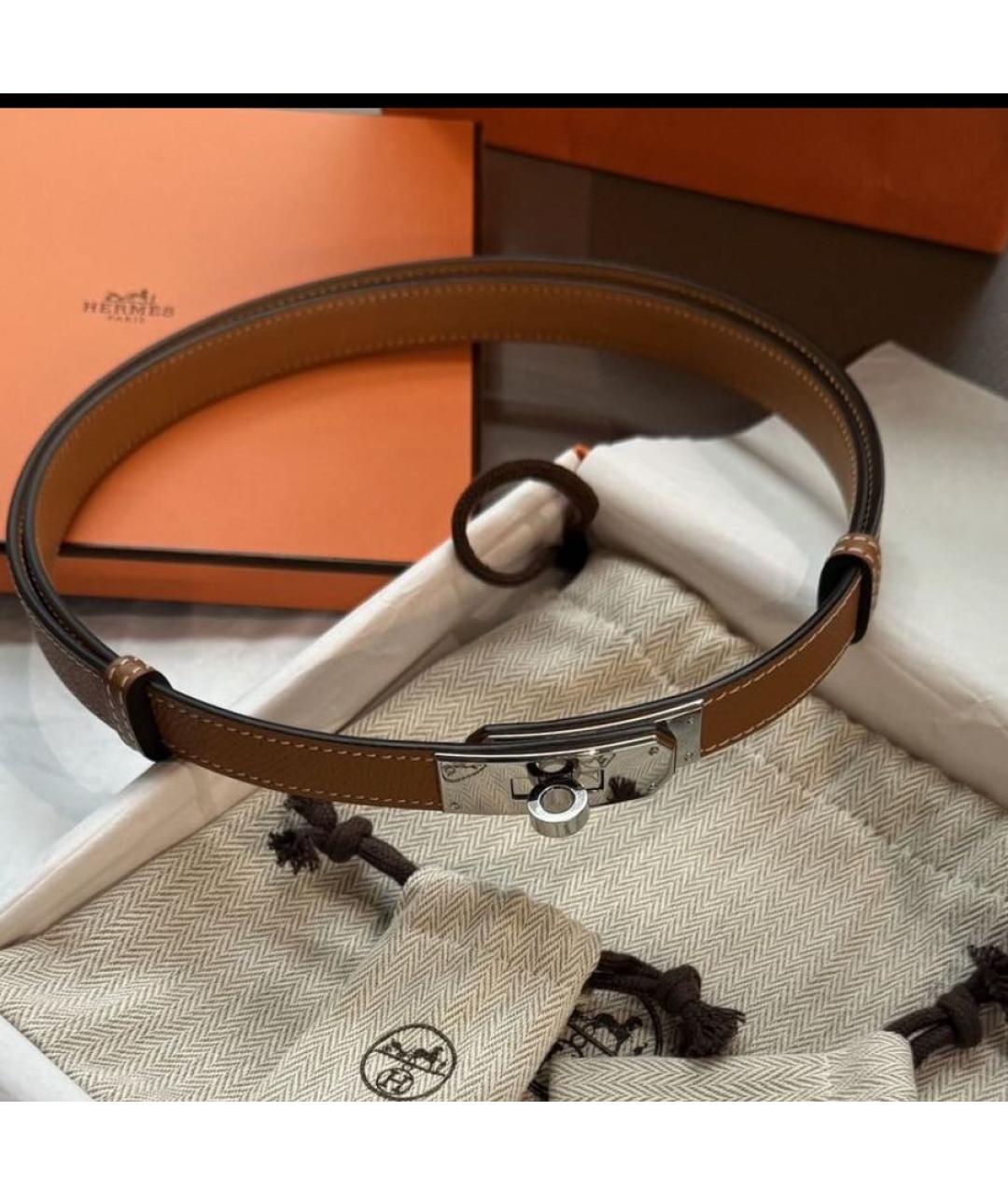 HERMES Коричневый кожаный ремень, фото 2