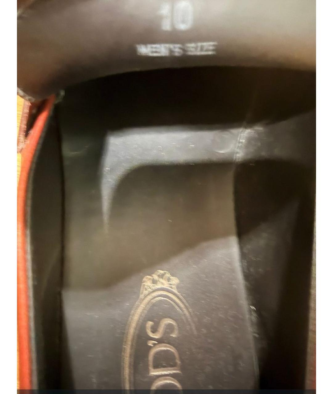 TOD'S Бордовые кожаные лоферы, фото 6