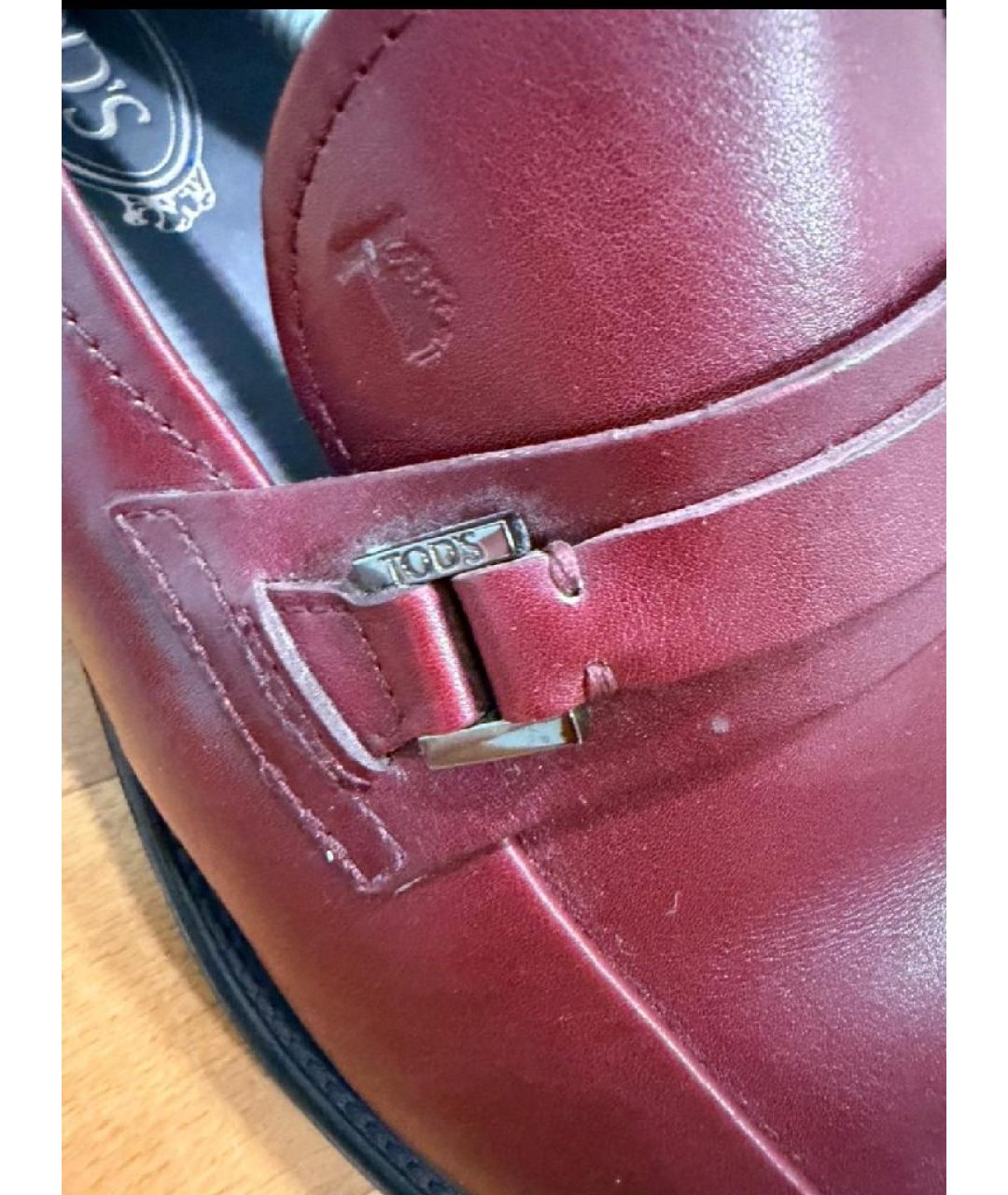 TOD'S Бордовые кожаные лоферы, фото 7