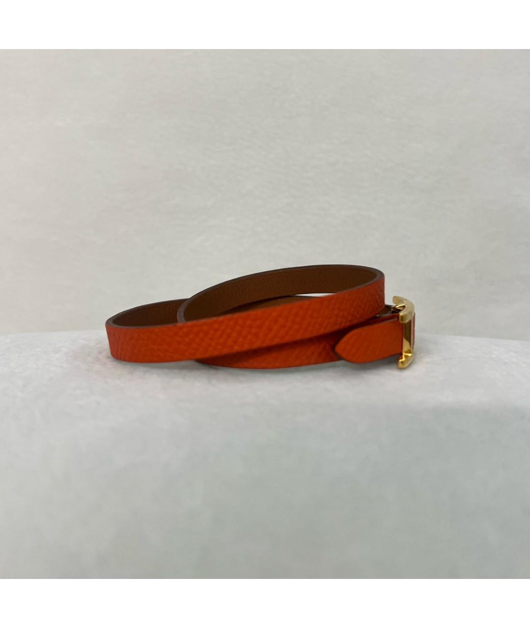 HERMES Оранжевый кожаный браслет, фото 2