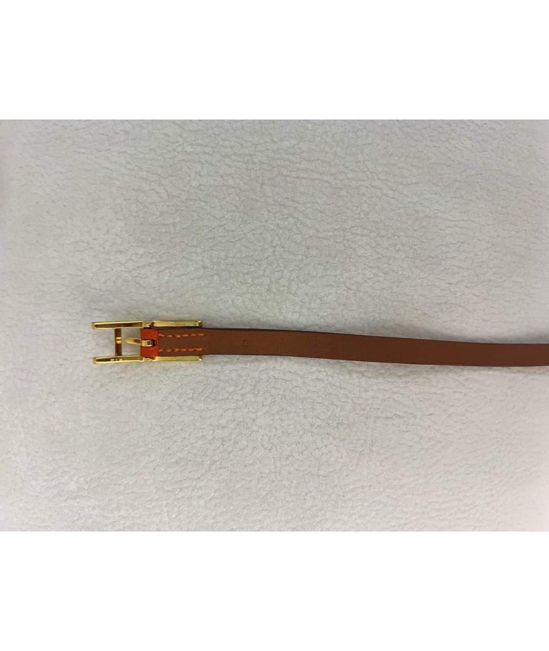 HERMES Оранжевый кожаный браслет, фото 5
