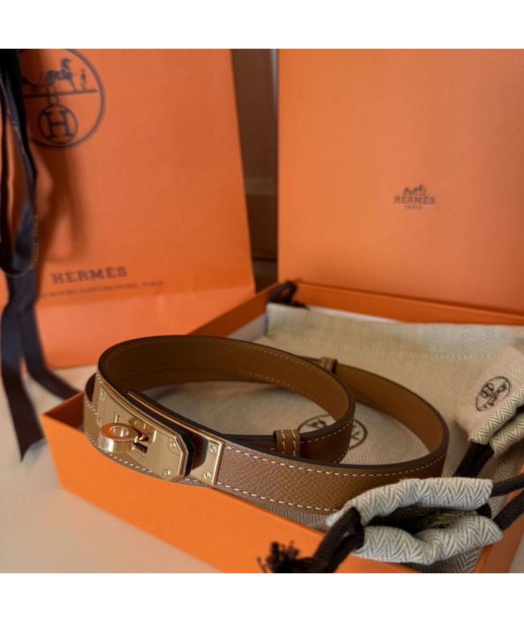 HERMES Коричневый кожаный ремень, фото 2