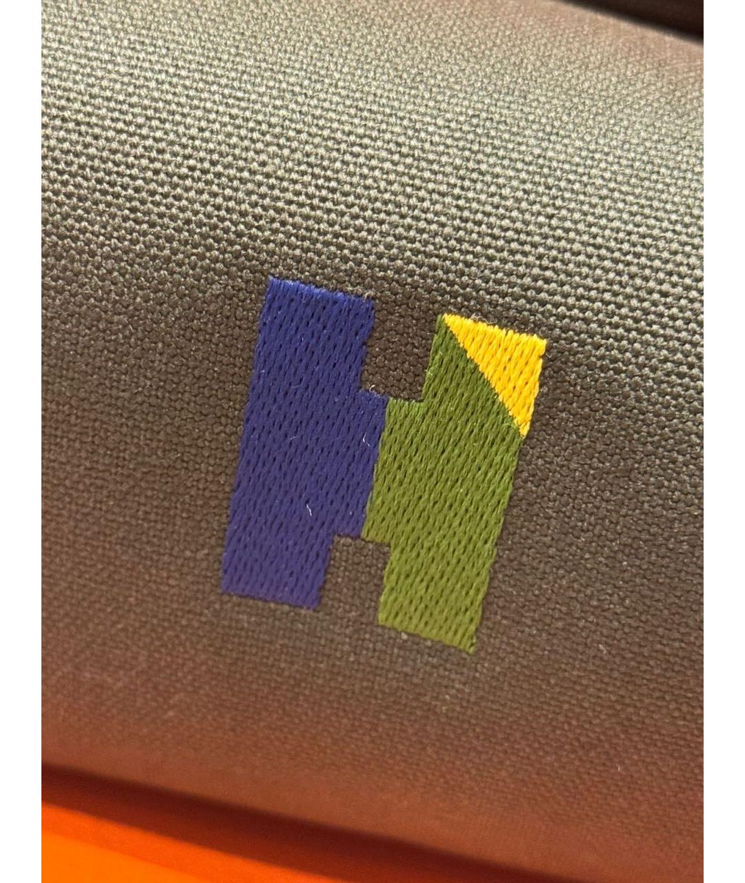 HERMES Зеленая тканевая косметичка, фото 6