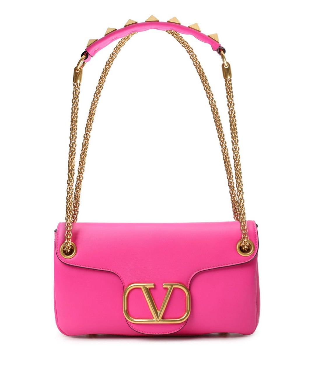 VALENTINO Розовая кожаная сумка через плечо, фото 1